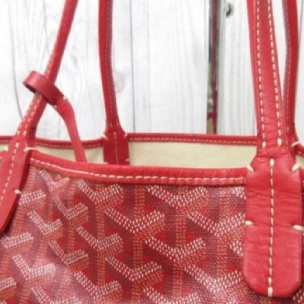 RARE Authentic Goyard Goyardine Saint Louis PM Red Shoulder Tote Bag & Pouch - Picture 12 of 16